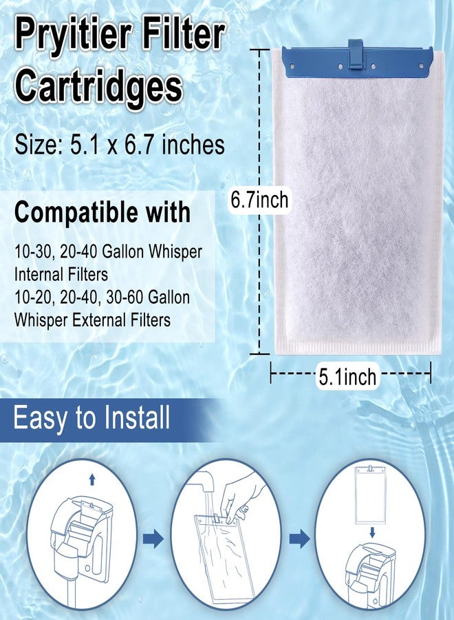 Pryitier 12 Pack Fish Tank Filter Cartridge for Whisper Bio-Bag Filters, Large Aquarium Replacement Filter Cartridges for Whisper Filters 20i,40i/IQ20,30,45,60/PF20,30,40,60 and ReptoFilter - Image 2